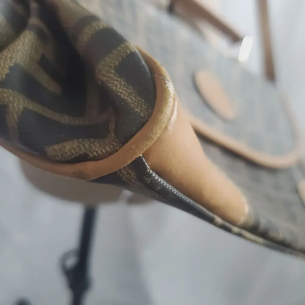 Vintage Fendi Zucca Crossbody Bag Brown FF Monogram Canvas Messenger Italy - Picture 10 of 15